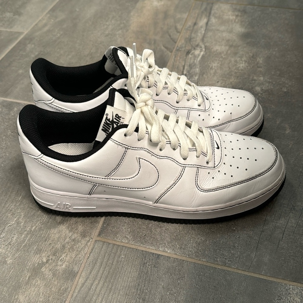 Mens Nike Air Force 1 Low ‘07, Size 10, White & Black
